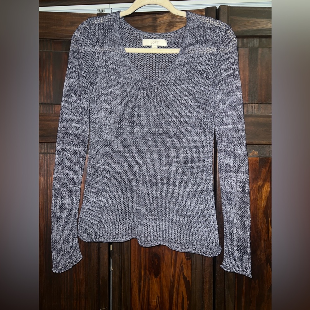 LOFT Blue marble cable‎ knit sweater size small